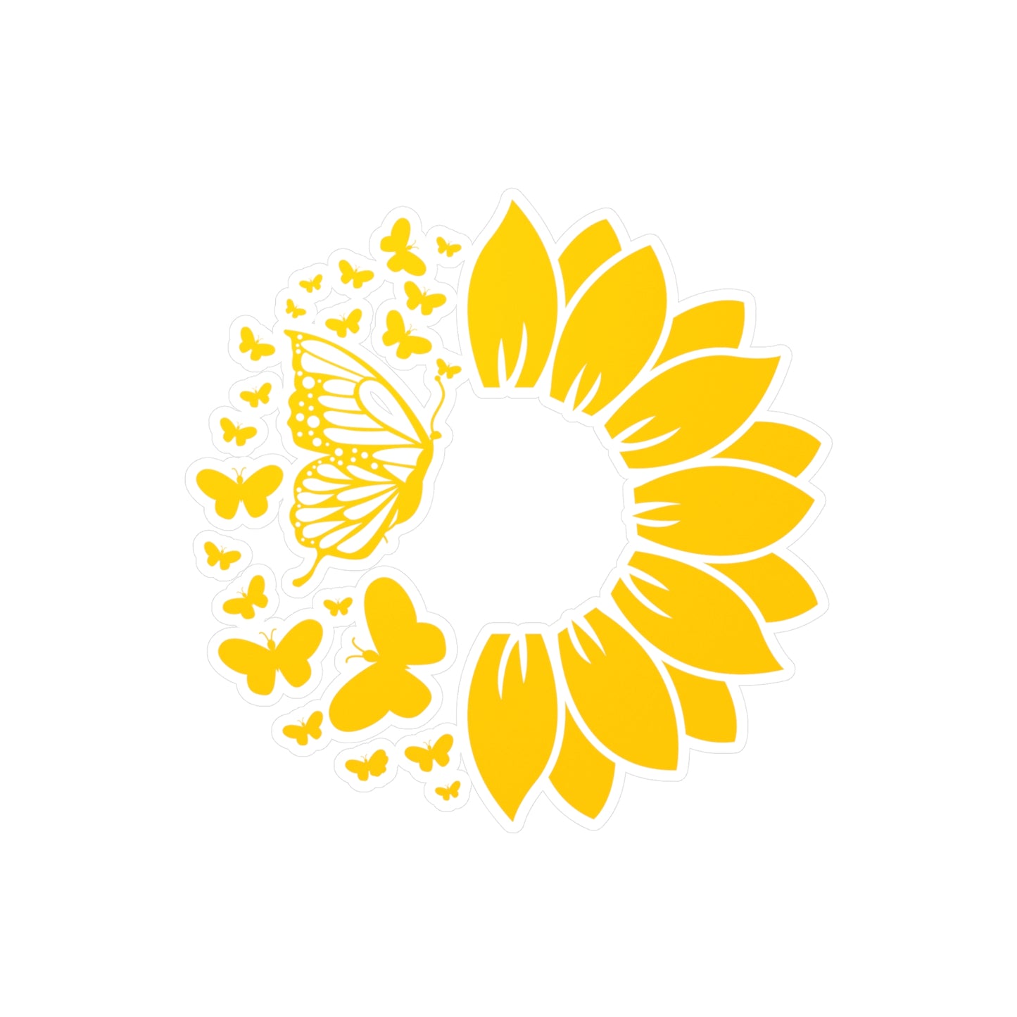 Yellow Sunflower Butterfly Kiss-Cut Vinyl Decal