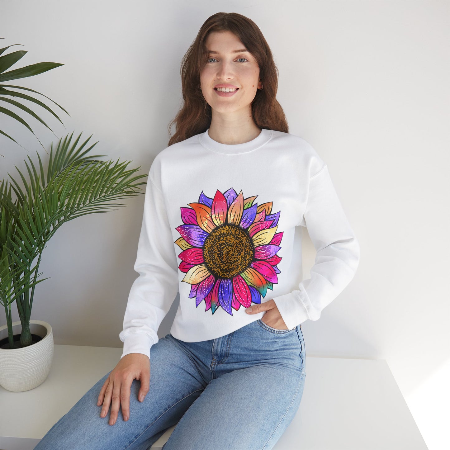 Colorful Sunflower Unisex Heavy Blend™ Crewneck Sweatshirt