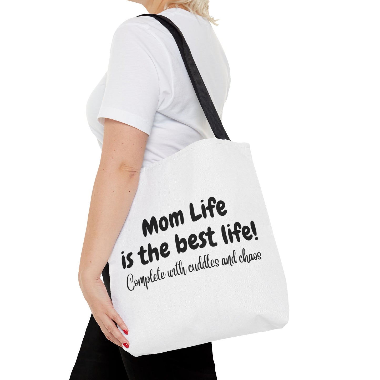 "Mom Life is the Best Life" White Tote