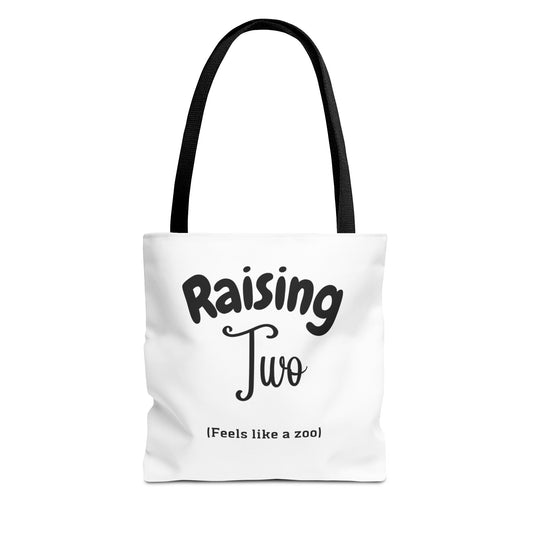 "Raising Two (Feels Like a Zoo)" White Tote