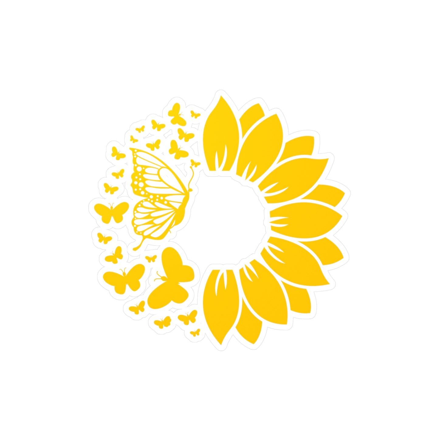 Yellow Sunflower Butterfly Kiss-Cut Vinyl Decal