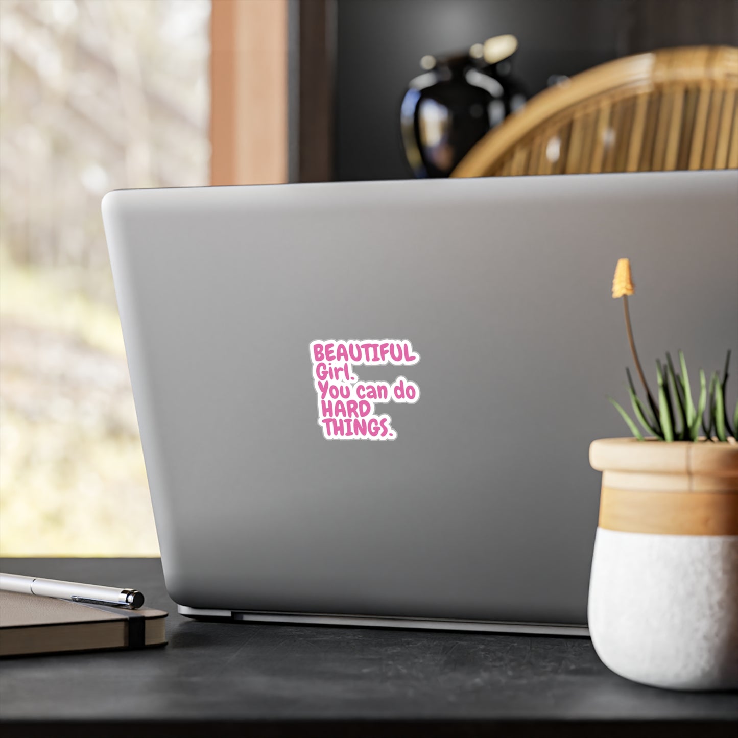 "Beautiful Girl You Can Do Hard Things" Pink Kiss-Cut Vinyl Decal