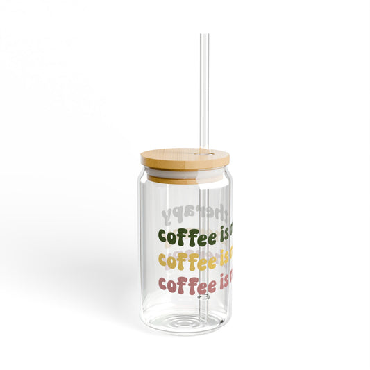 Coffee is my Therapy Sipper Glass, 16oz