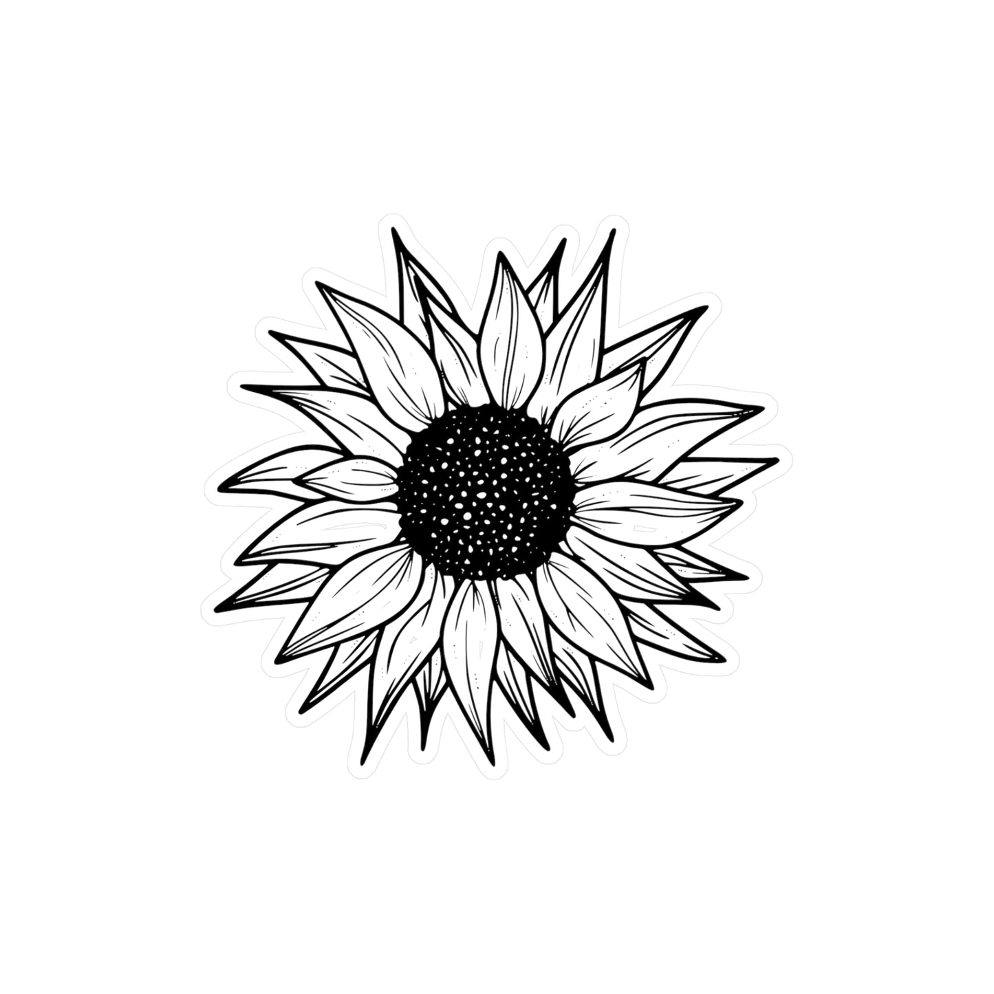 Black and White Sunflower Kiss-Cut Vinyl Decal