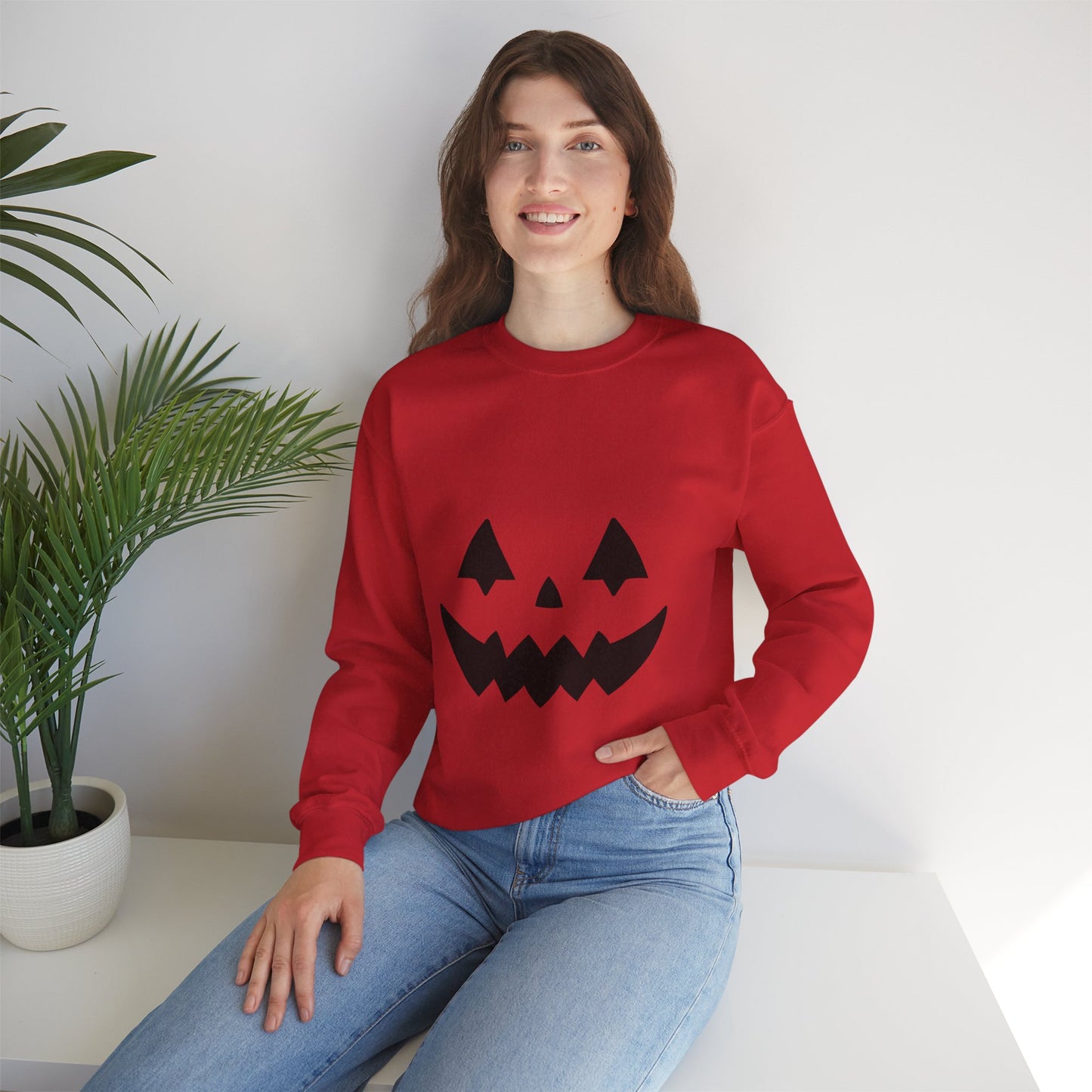 Pumpkin Face Unisex Heavy Blend™ Crewneck Sweatshirt