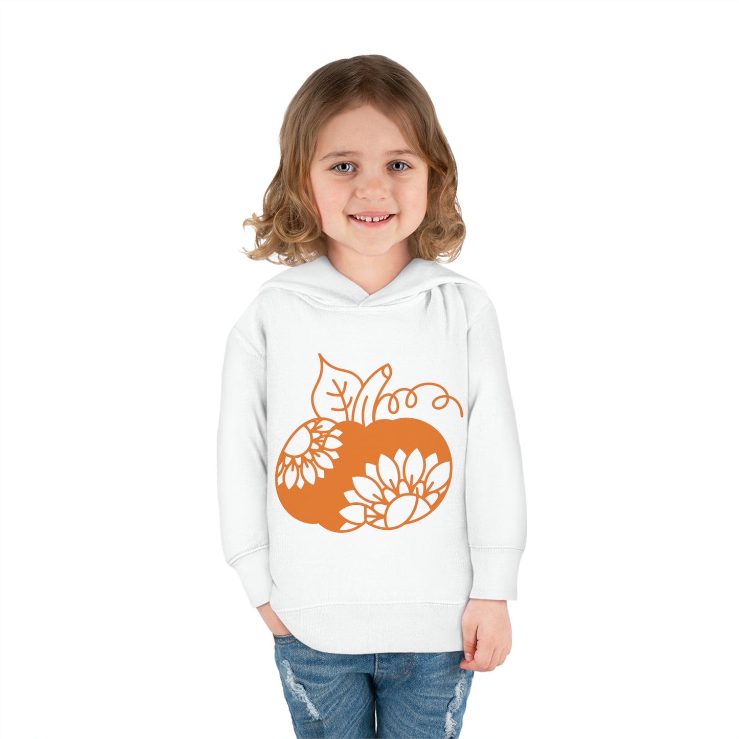 Fall Pumpkin with Sunflowers Toddler Pullover Fleece Hoodie