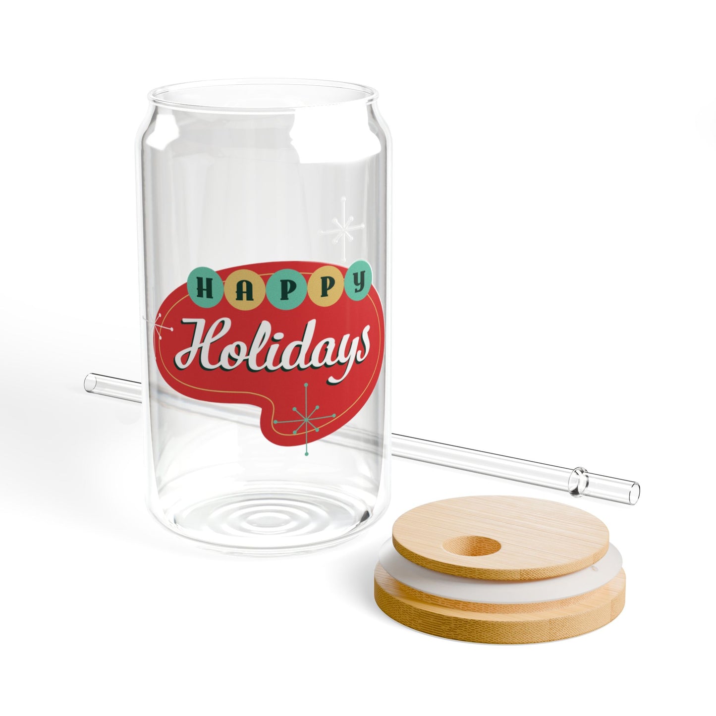 Happy Holidays Sipper Glass, 16oz