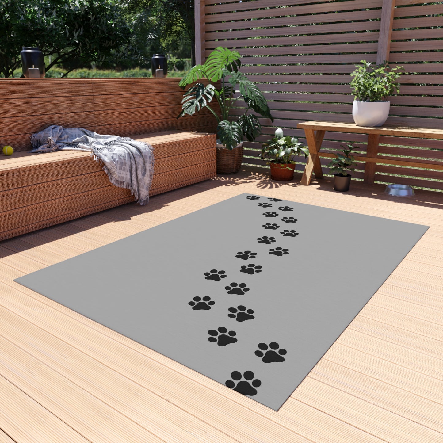 Paw Prints Walking Outdoor Rug