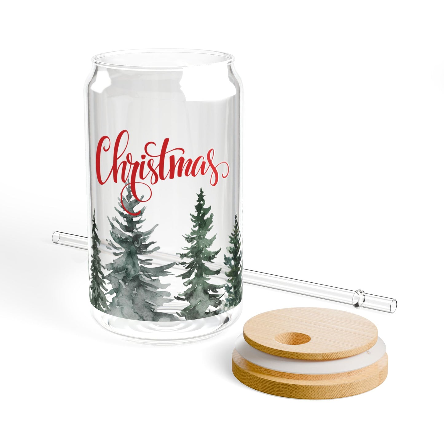 "Christmas" Trees Sipper Glass, 16oz