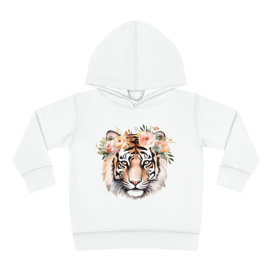 Tiger with Flower Crown Toddler Pullover Fleece Hoodie