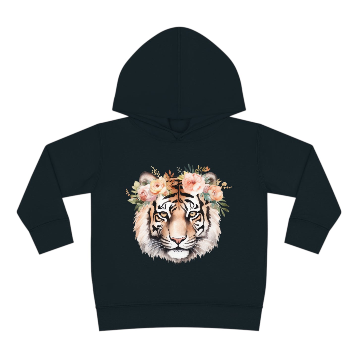 Tiger with Flower Crown Toddler Pullover Fleece Hoodie