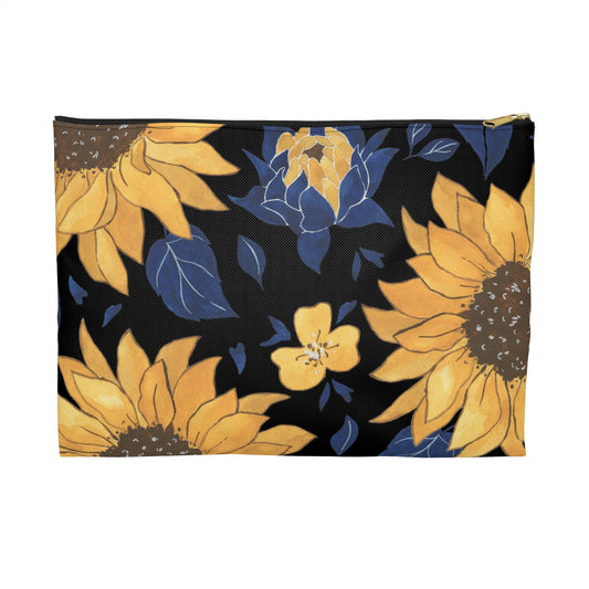 Sunflower Black Accessory Pouch