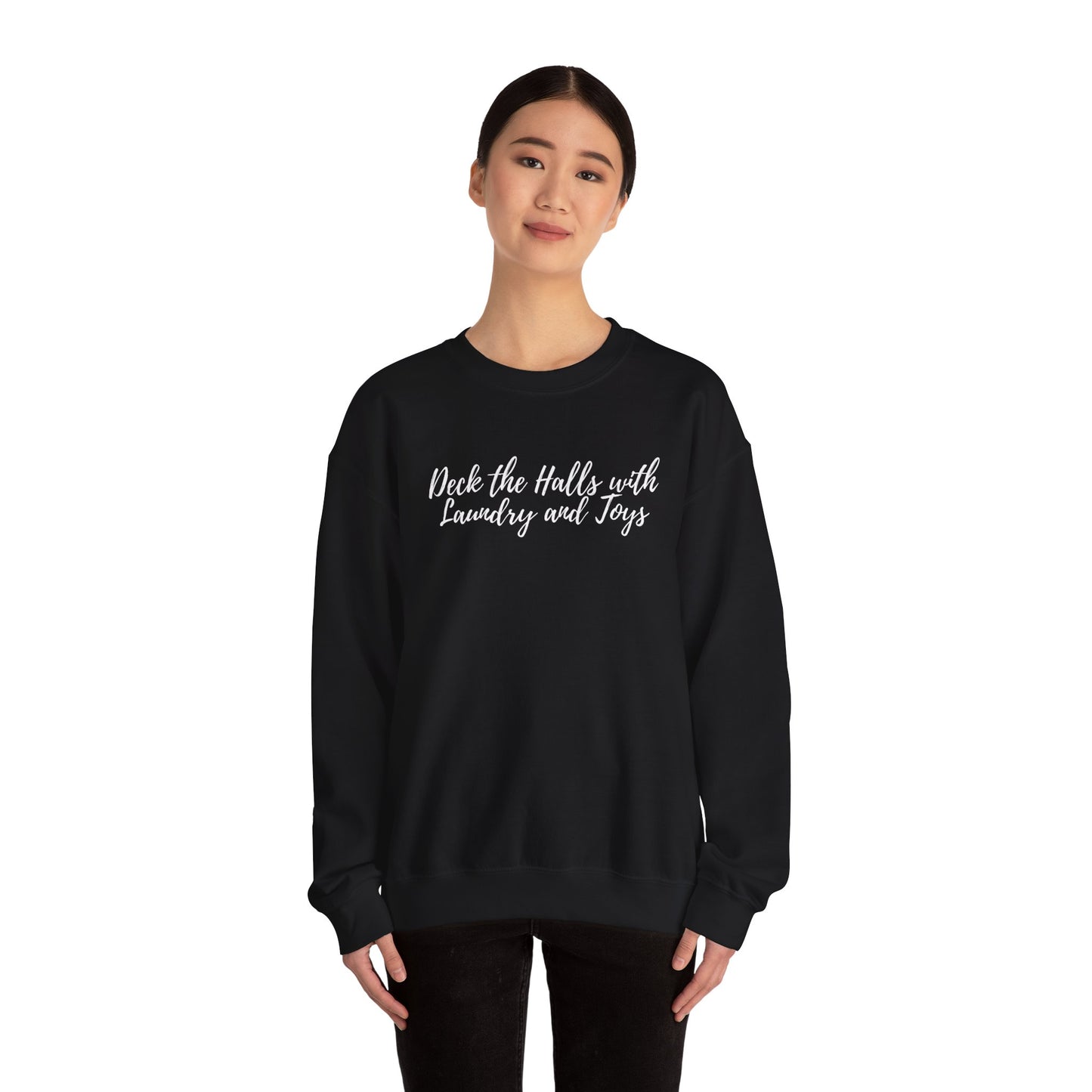 "Deck the Halls with Laundry and Toys" Unisex Heavy Blend™ Crewneck Sweatshirt