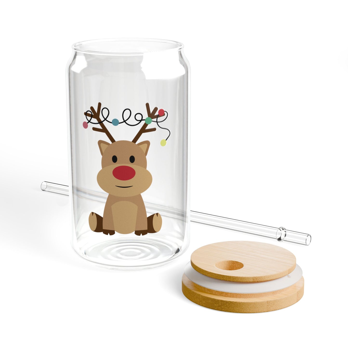 Reindeer Sipper Glass, 16oz