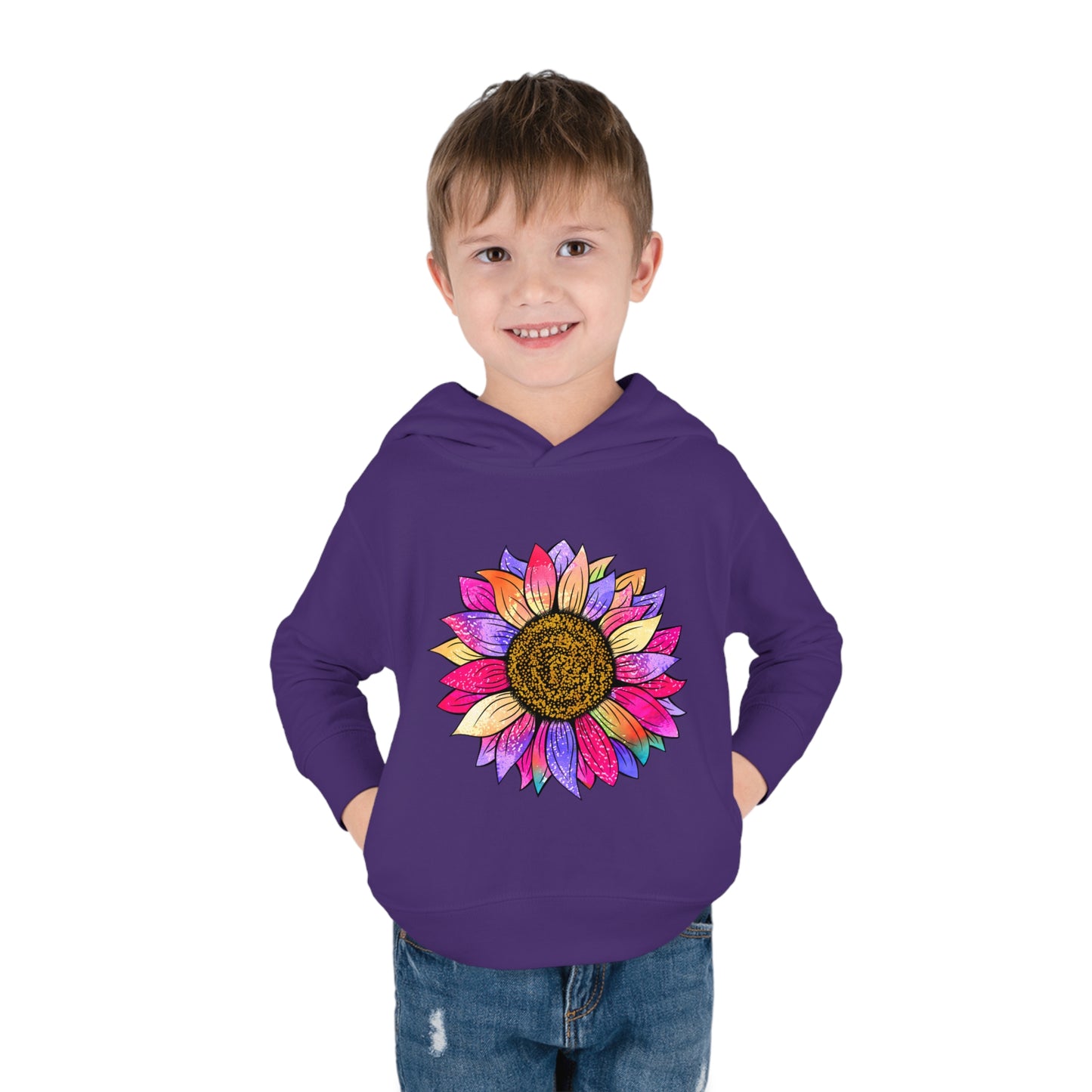 Colorful Sunflower Toddler Pullover Fleece Hoodie