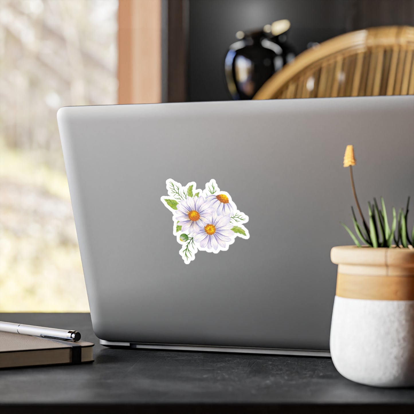 White Daisy Kiss-Cut Vinyl Decal