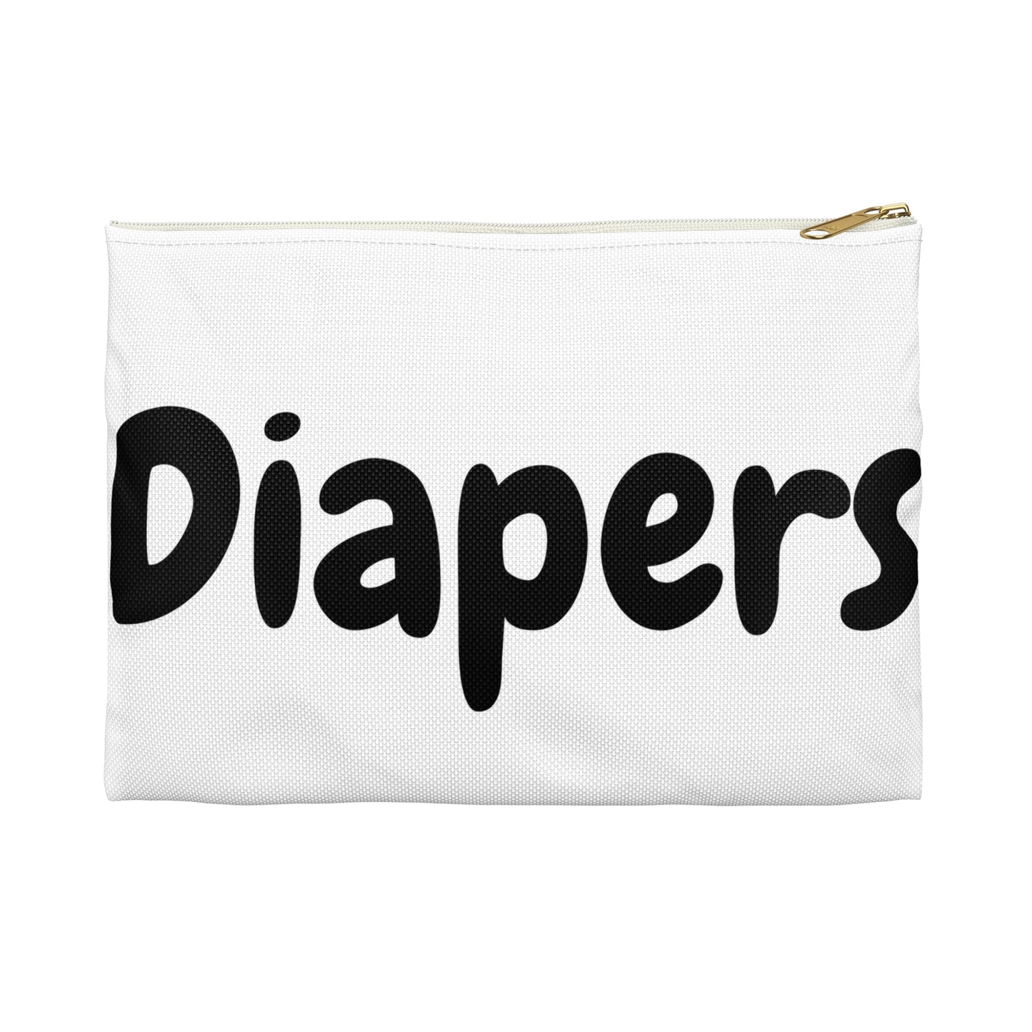 "Diapers" White Accessory Pouch