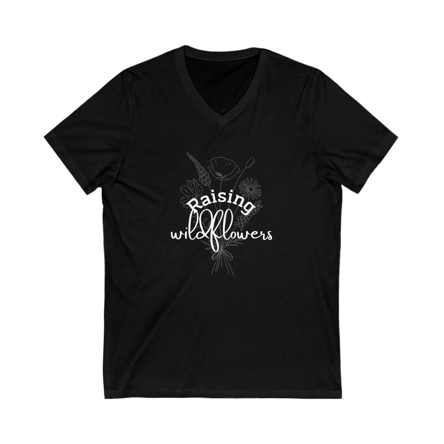 Raising Wildflowers - Unisex Jersey Short Sleeve V-Neck Tee