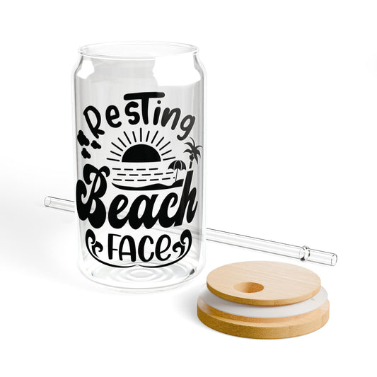 "Resting Beach Face" Sipper Glass, 16oz