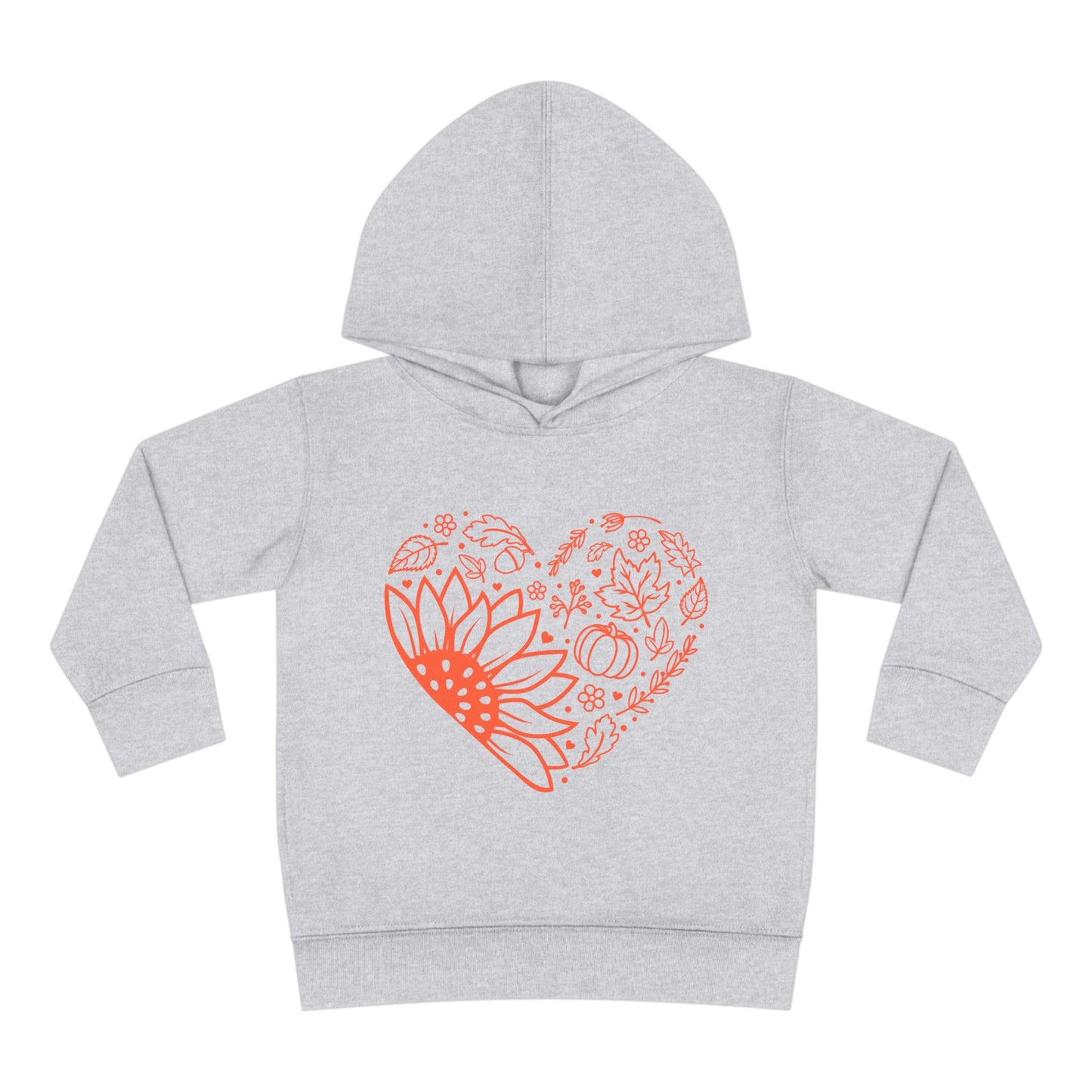 Orange Fall Heart with Sunflower Toddler Pullover Fleece Hoodie