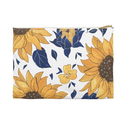 Sunflower White Accessory Pouch