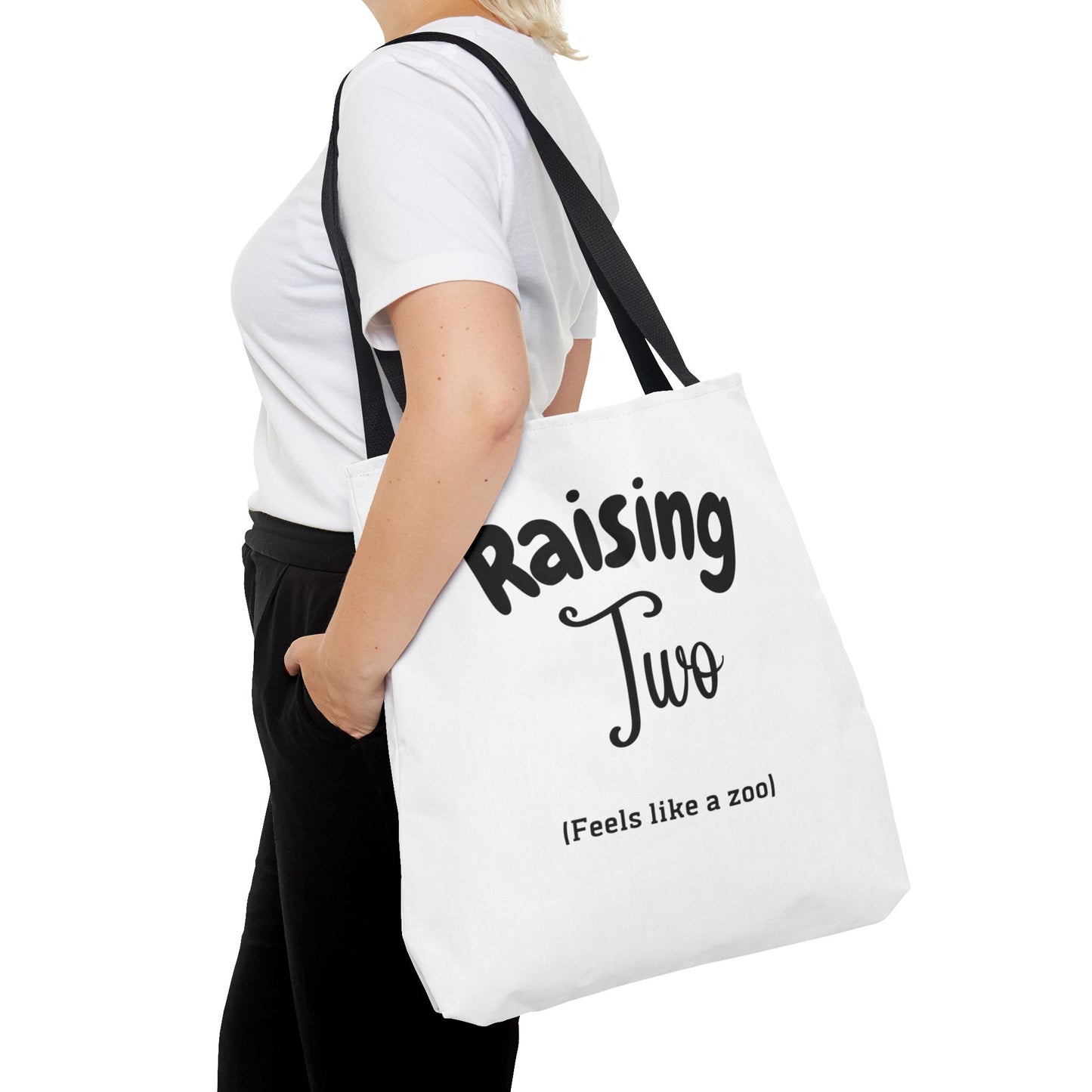 "Raising Two (Feels Like a Zoo)" White Tote