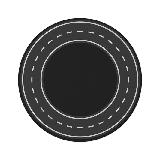 Car Road Round Rug Black