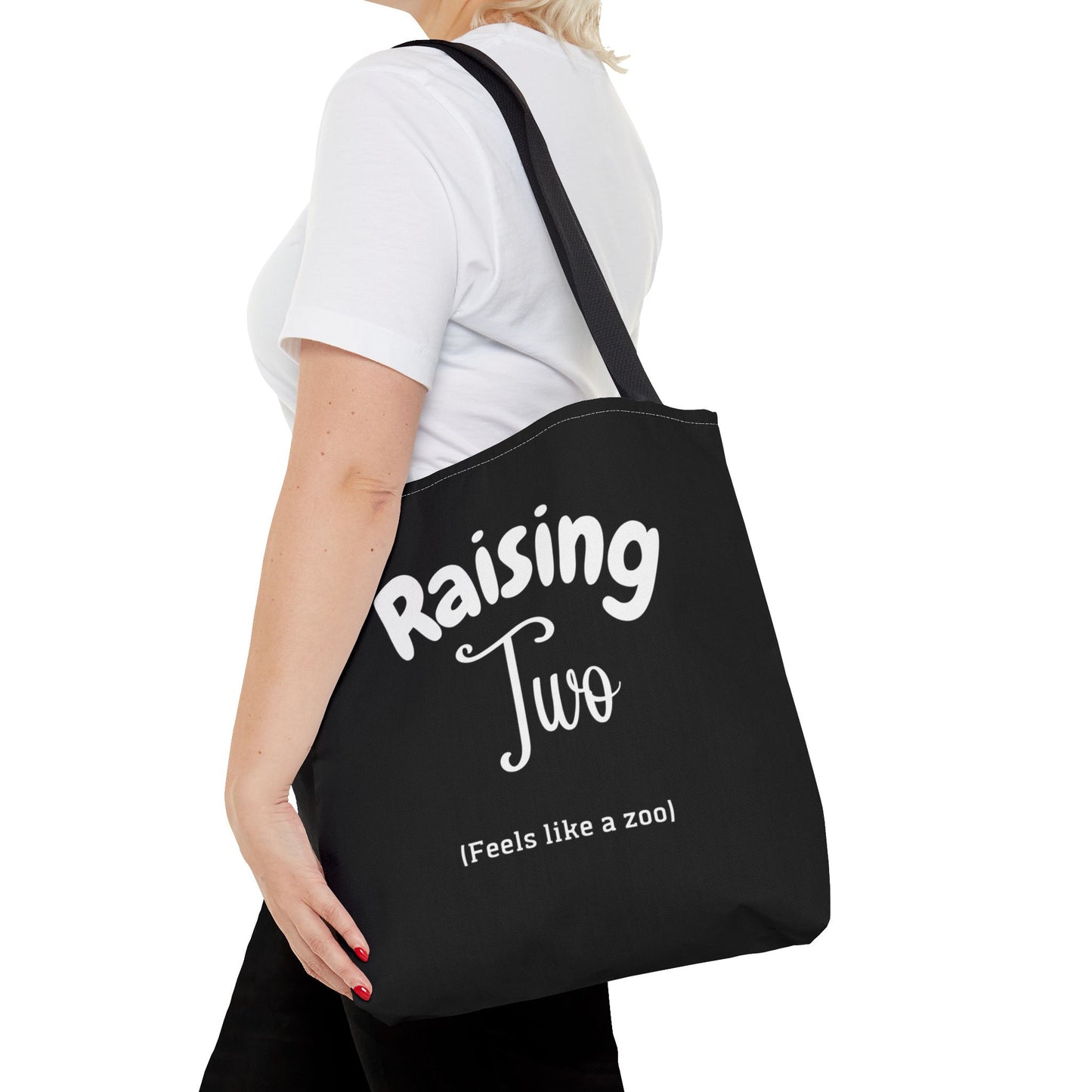 "Raising Two (Feels Like a Zoo)" Black Tote