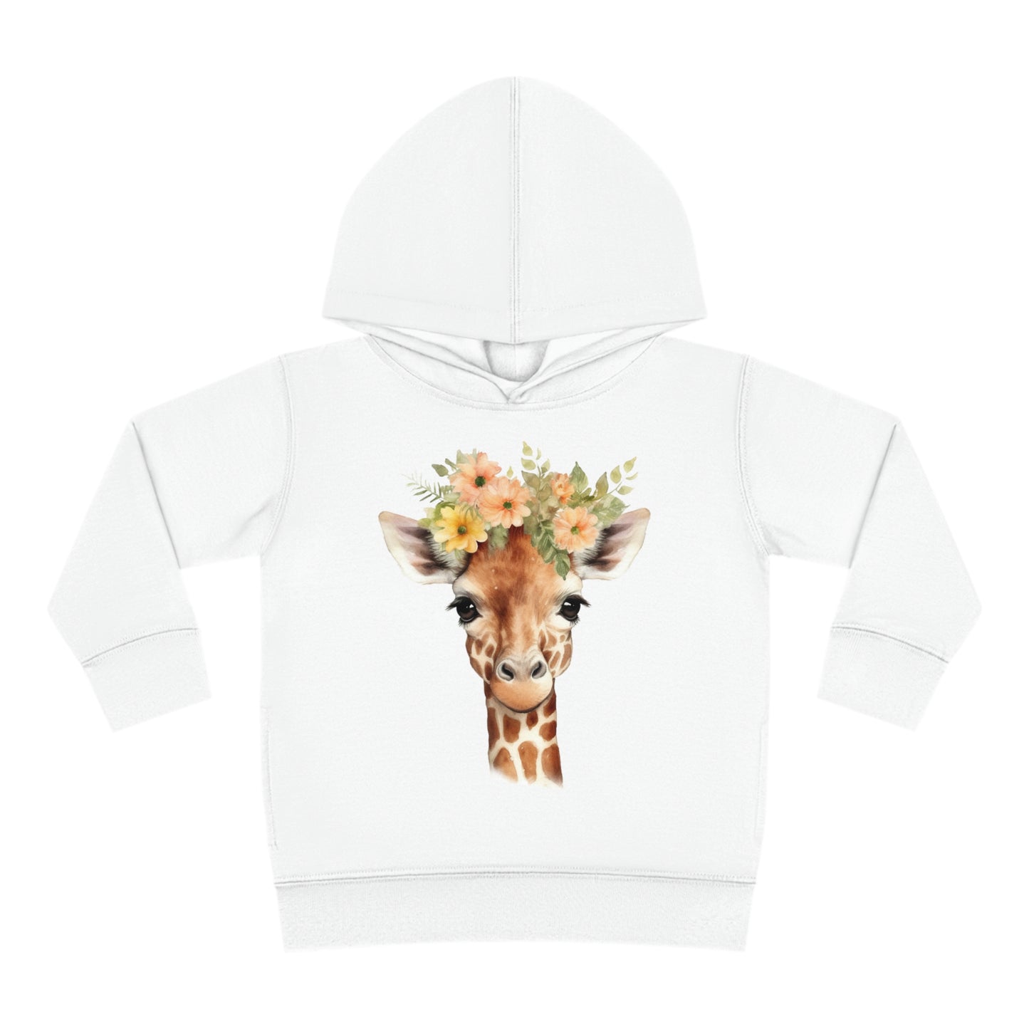 Giraffe with a Flower Crown Toddler Pullover Fleece Hoodie