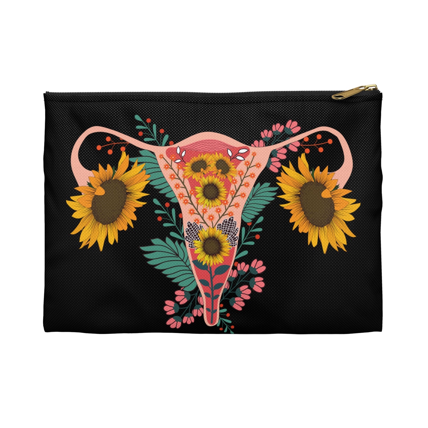 "Period Things" Sunflower Uterus Accessory Pouch