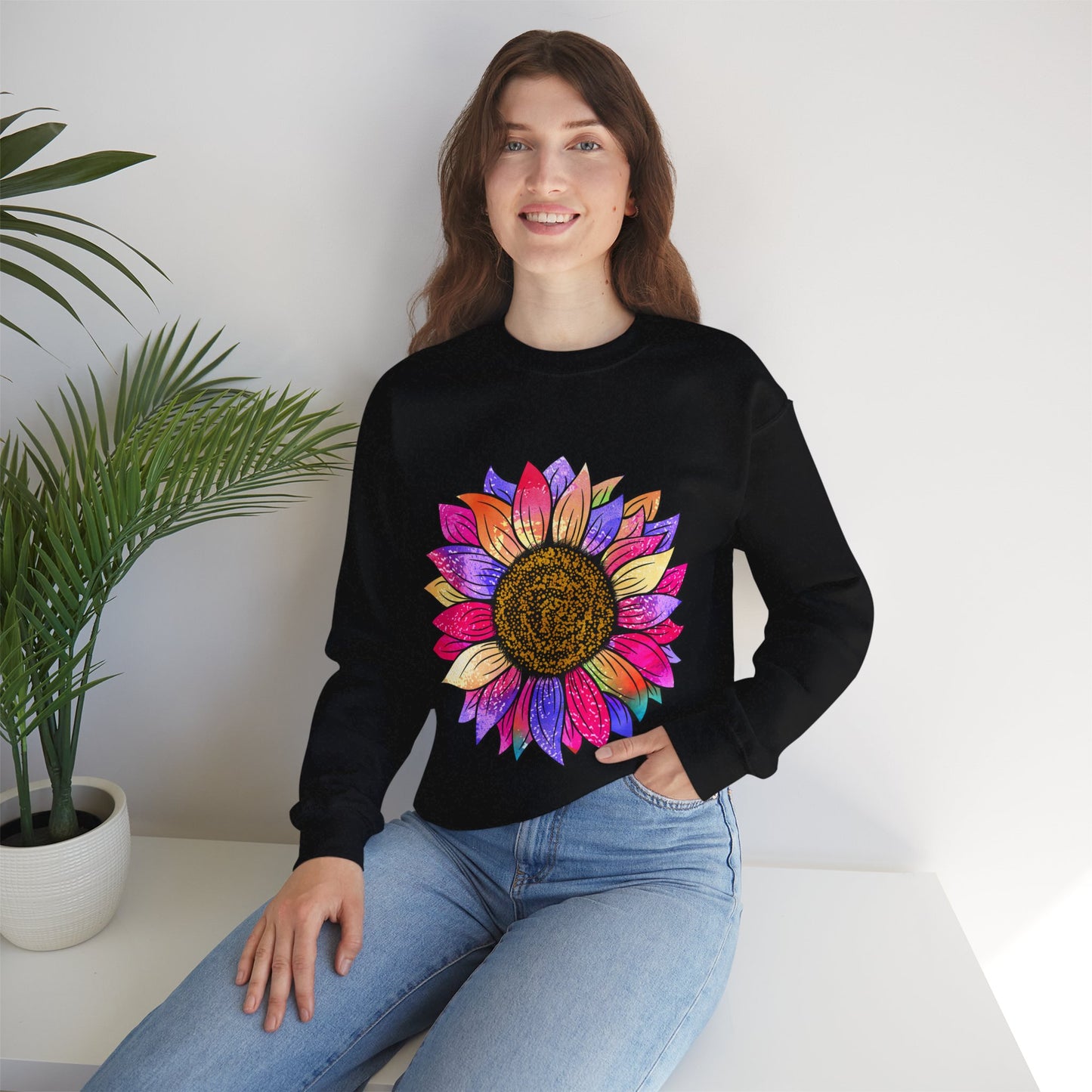 Colorful Sunflower Unisex Heavy Blend™ Crewneck Sweatshirt