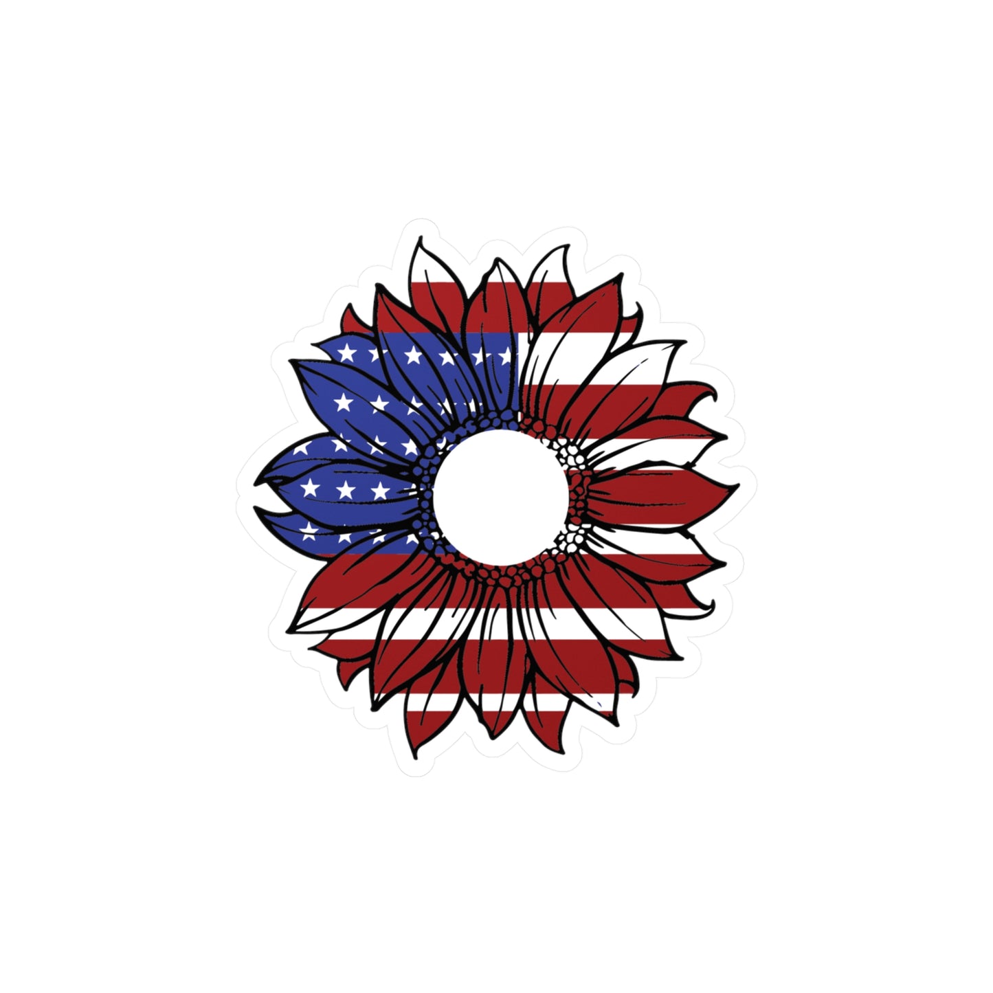 American Flag Sunflower Kiss-Cut Vinyl Decal