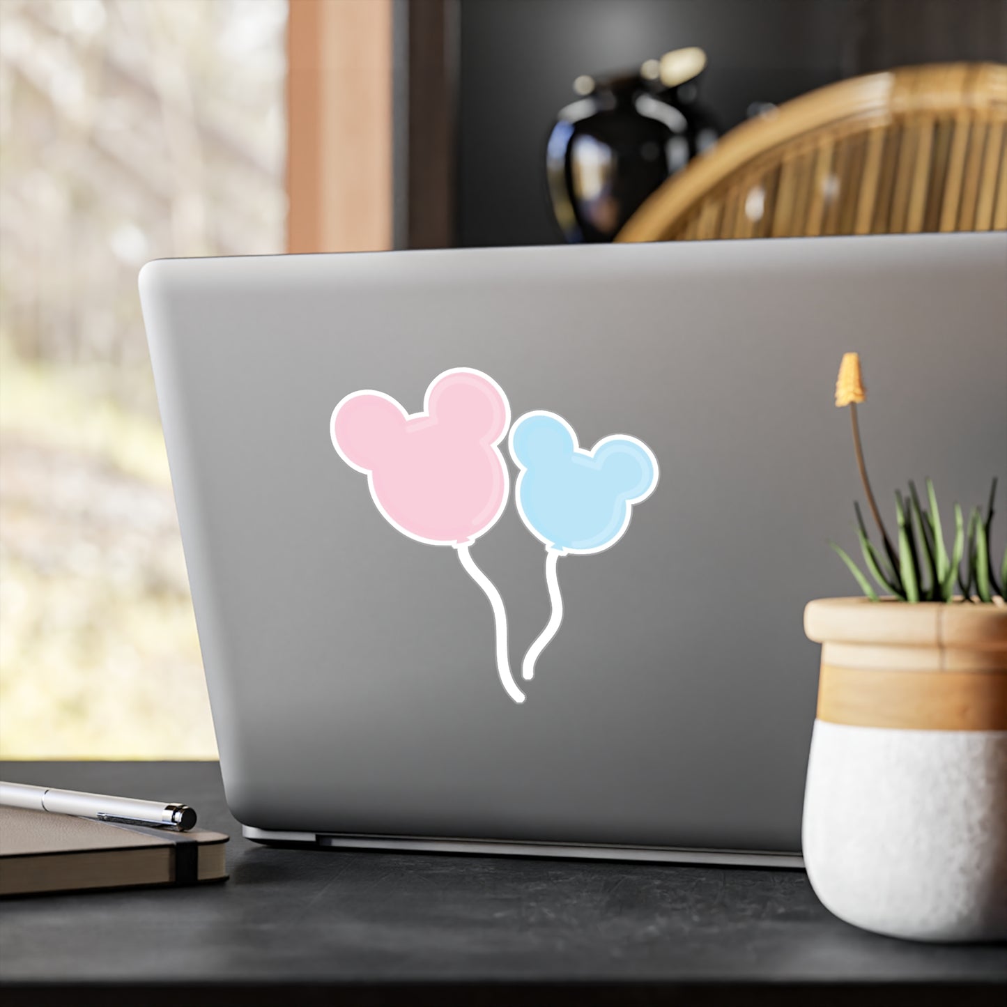 Pink and Blue Mouse Balloons Kiss-Cut Vinyl Decal