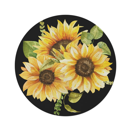 Sunflower Round Rug Black