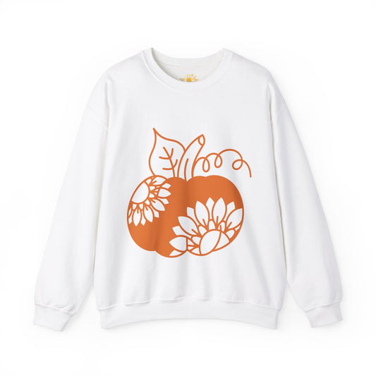 Fall Pumpkin with Sunflowers Unisex Heavy Blend™ Crewneck Sweatshirt