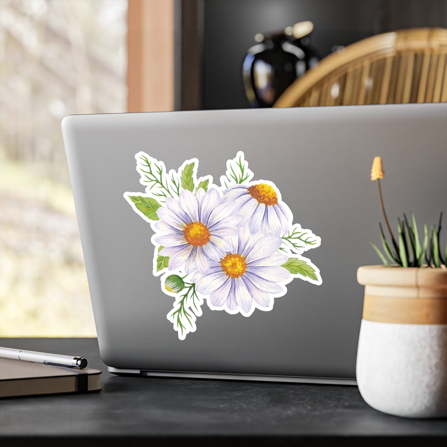 White Daisy Kiss-Cut Vinyl Decal