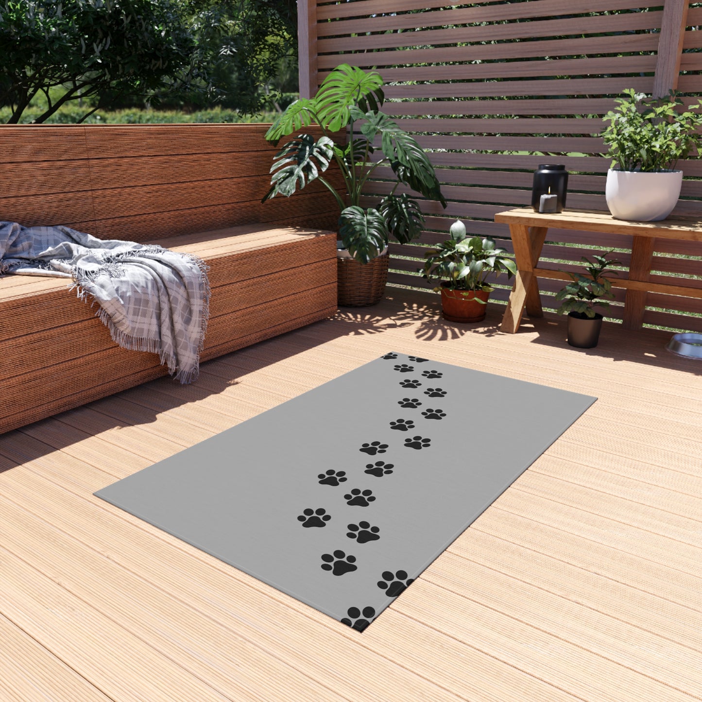 Paw Prints Walking Outdoor Rug