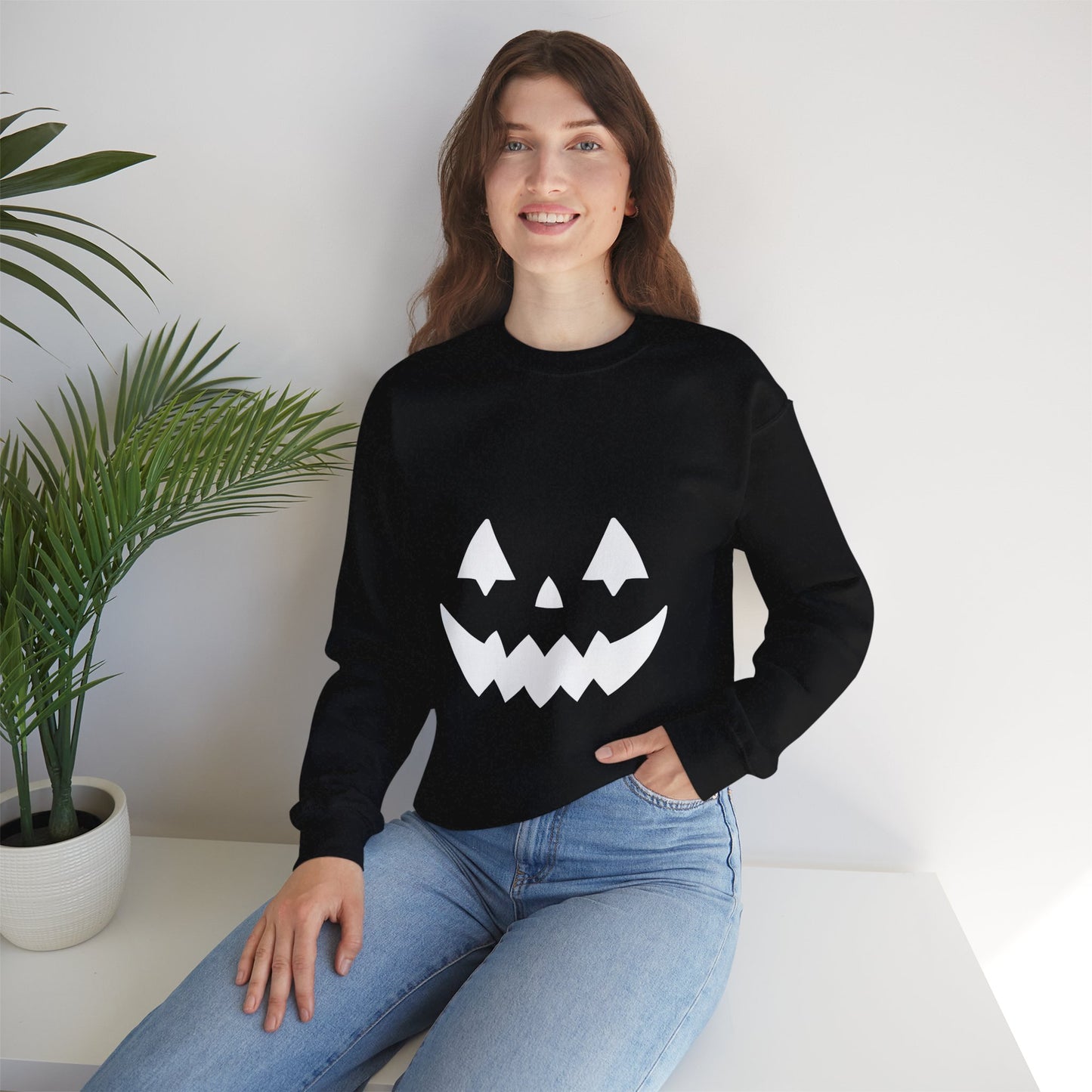 Pumpkin Face Unisex Heavy Blend™ Crewneck Sweatshirt