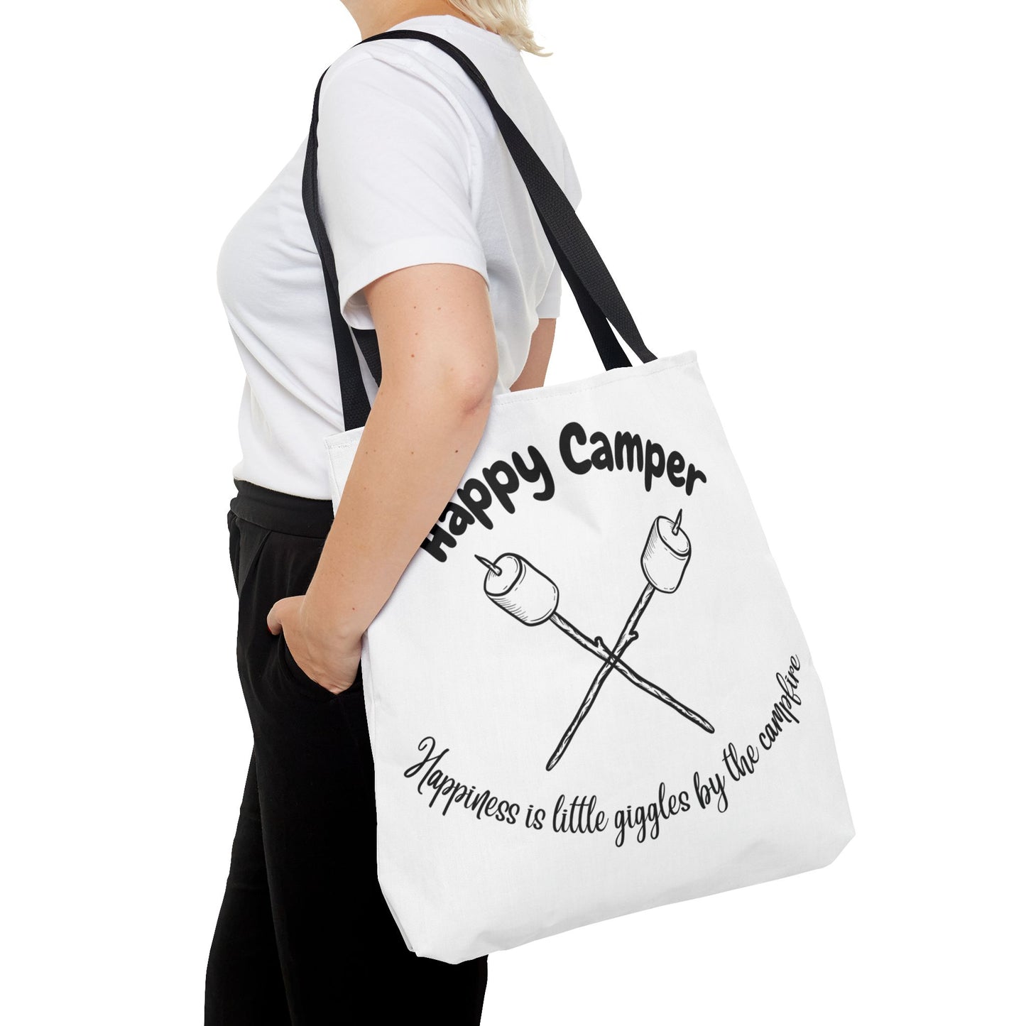 "Campfires Make Me Happy" White Tote