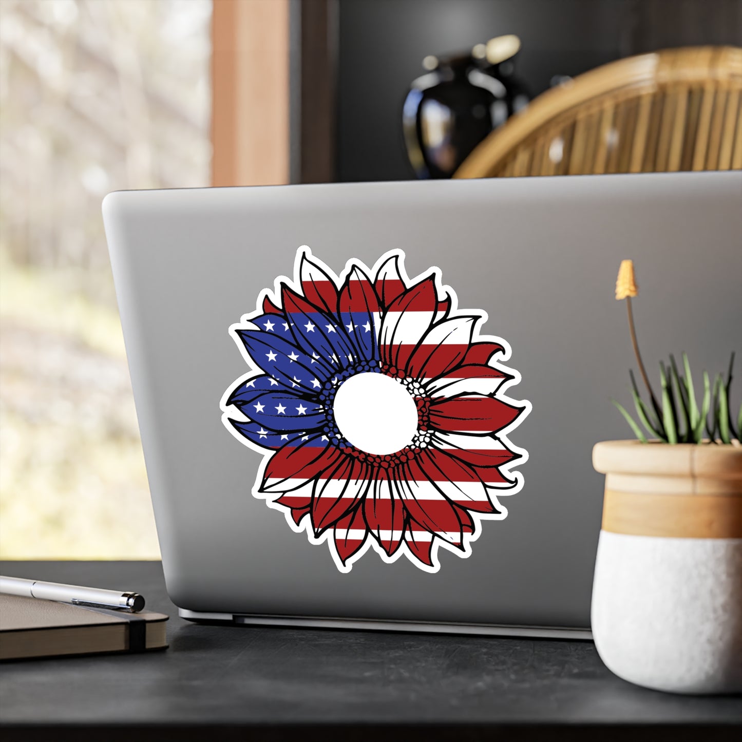 American Flag Sunflower Kiss-Cut Vinyl Decal