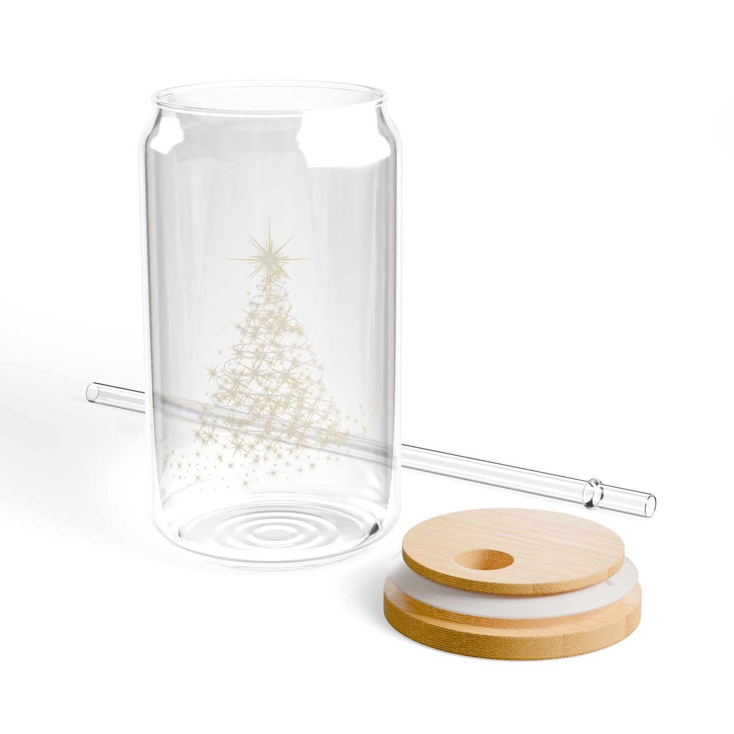 White Christmas Tree Sipper Glass, 16oz