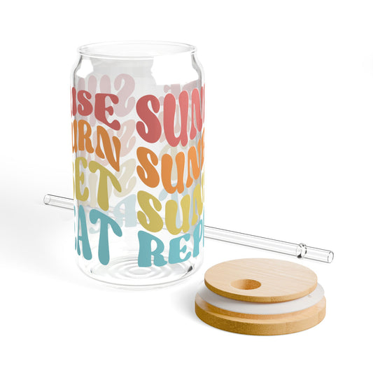 "Sunrise, Sunset, Sunburn, Repeat" Sipper Glass, 16oz