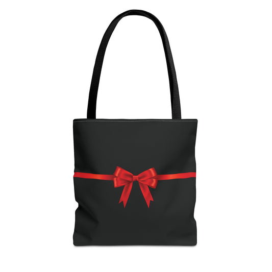 Red Ribbon Black Tote Bag