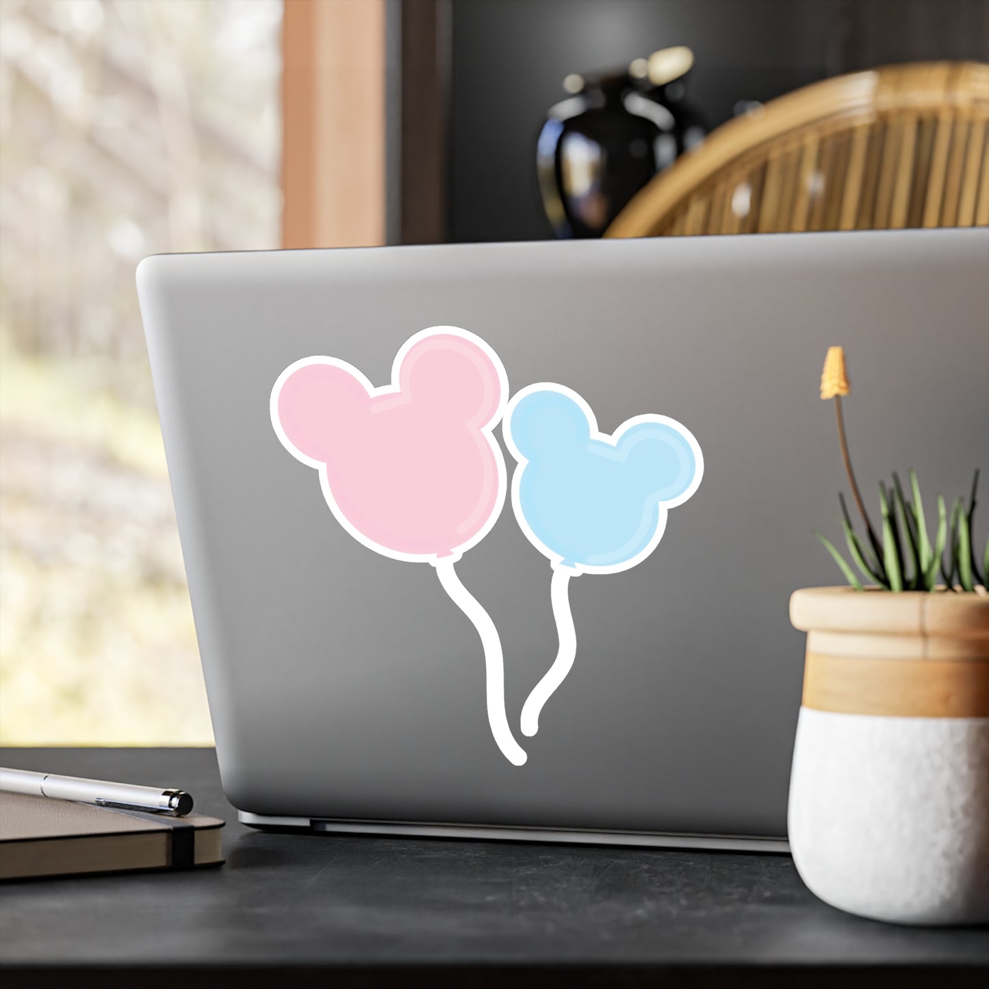 Pink and Blue Mouse Balloons Kiss-Cut Vinyl Decal