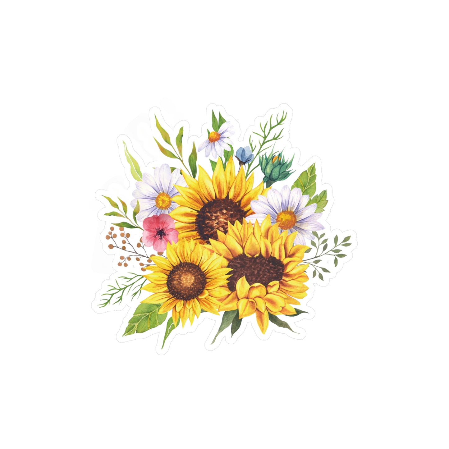 Three Sunflowers Kiss-Cut Vinyl Decal