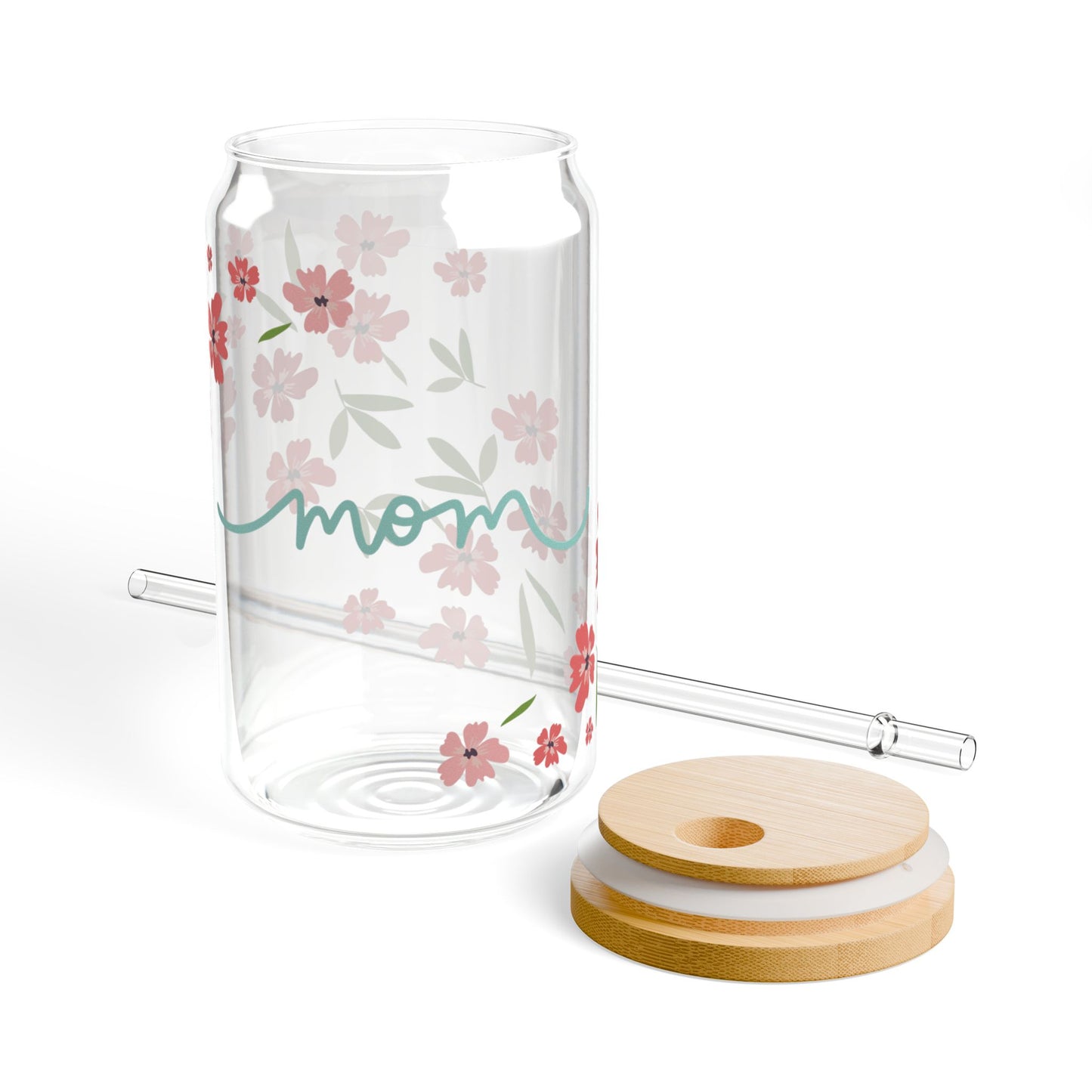 Mom with Flowers Sipper Glass, 16oz