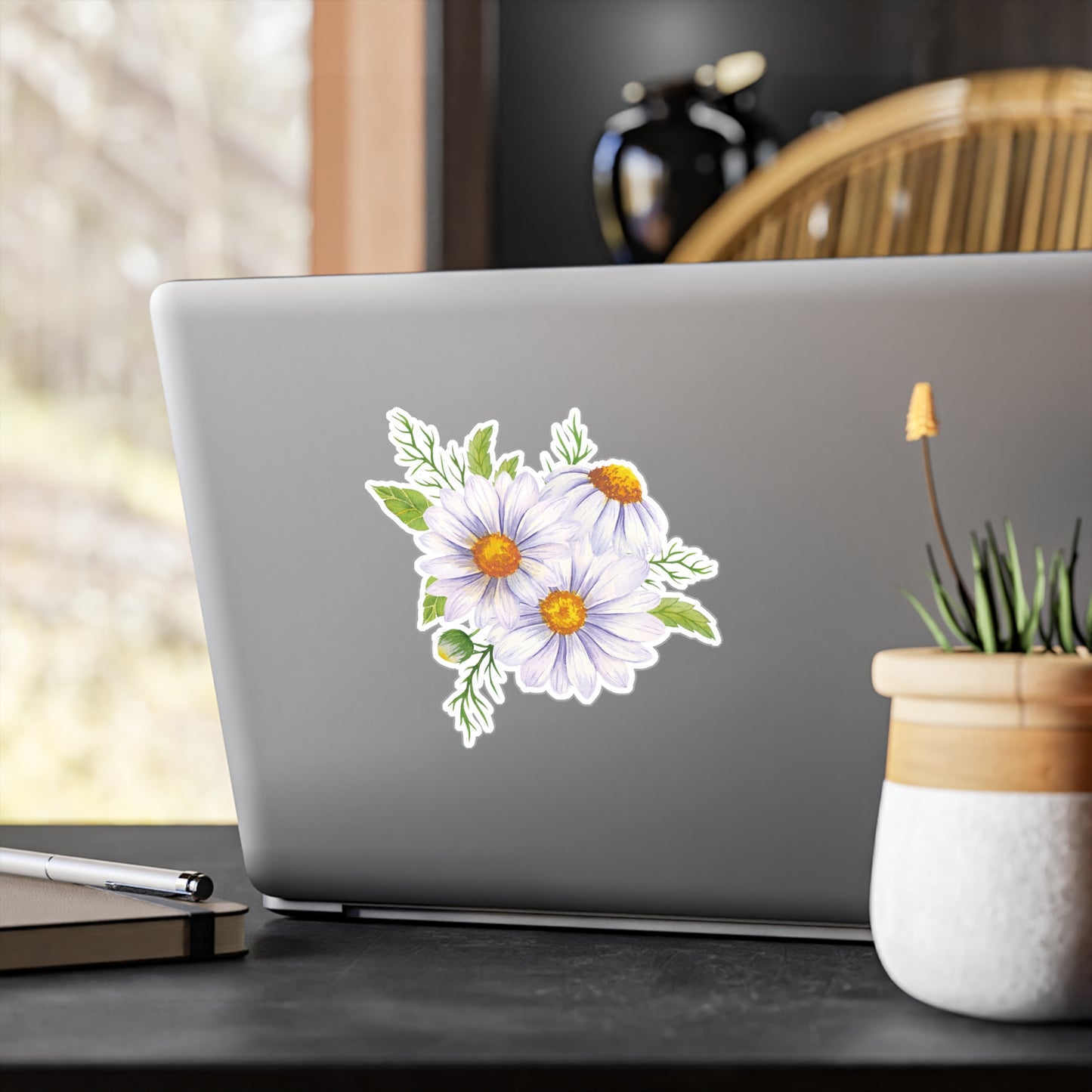 White Daisy Kiss-Cut Vinyl Decal