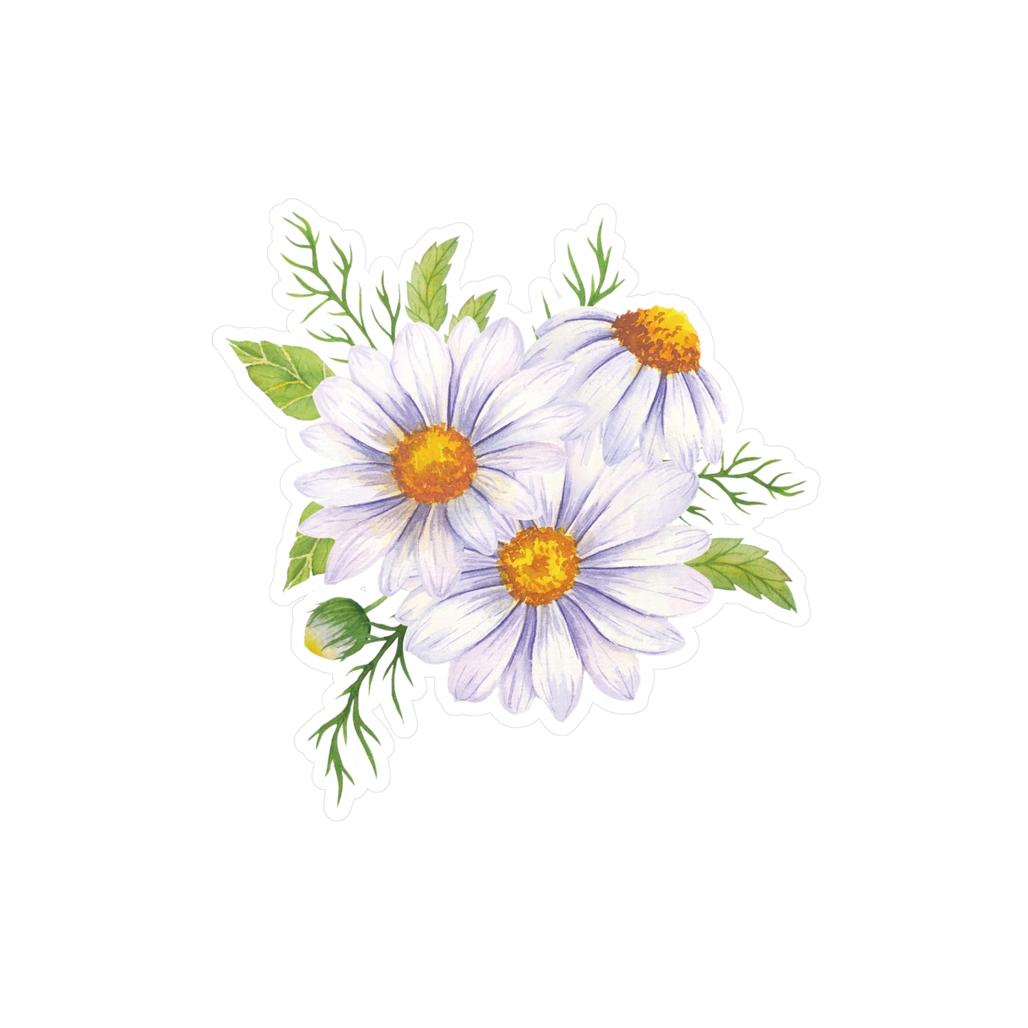 White Daisy Kiss-Cut Vinyl Decal