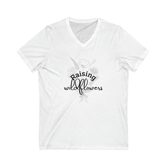 Raising Wildflowers - Unisex Jersey Short Sleeve V-Neck Tee