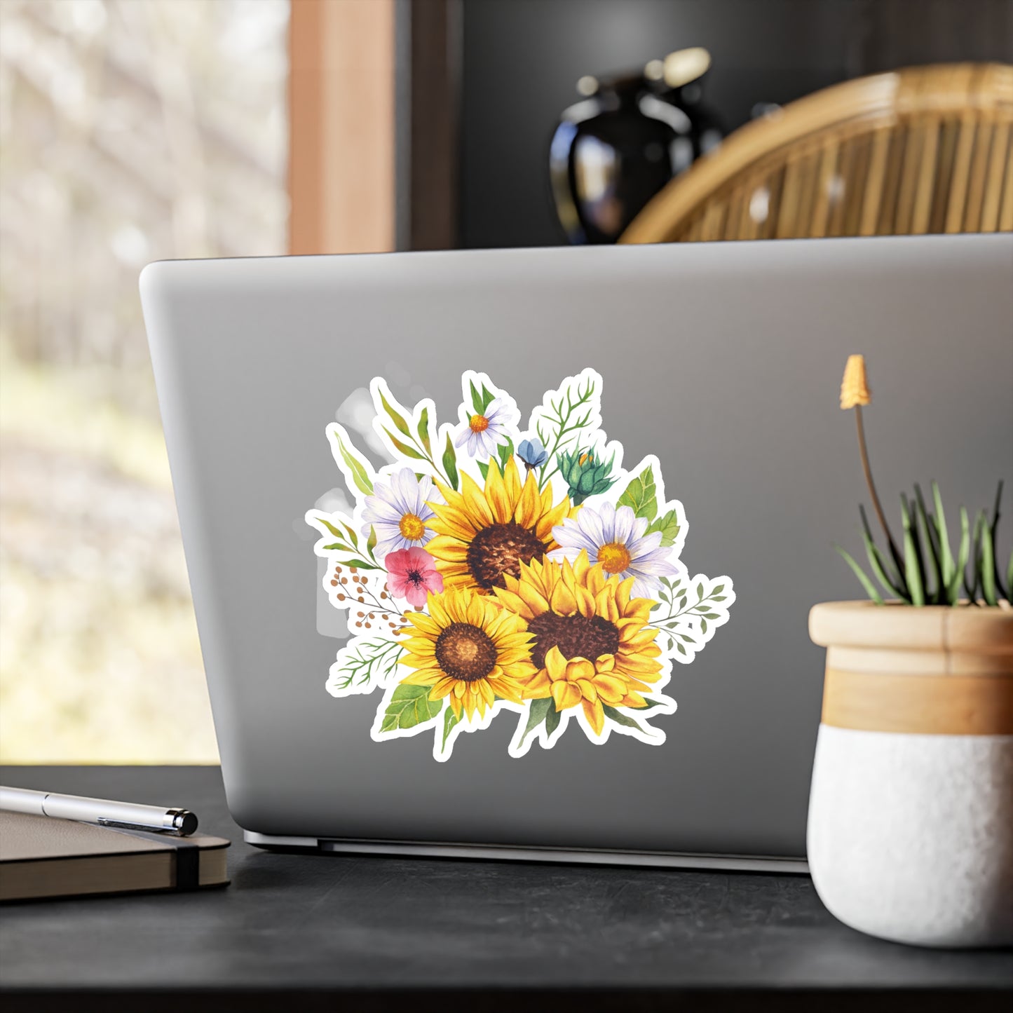 Three Sunflowers Kiss-Cut Vinyl Decal